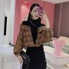 Camisa de Alta Gama Street Falsa de Dos Piezas con Diseño Jacquard y Puntadas Estilo Coreano Manga Murciélago Top de Manga Larga Ropa de Otoño para Mujer