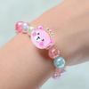 Pulsera de perlas para niños, linda pulsera de princesa con flores y animales de dibujos animados para niña, pulsera elástica con cuentas
