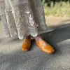 656-1 Sapatos Quadrados de Primavera e Outono Alta Qualidade Couro Bovino Lavado Sapatilhas Ultramacias para Mulheres