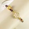 Pulsera de Granate Flor de Durazno de la Suerte para Mujer, Pulsera de Cuentas de Estilo Minimalista de Alta Gama, Joyería Exquisita de Nicho de Lujo Ligero