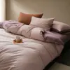 Juego de Ropa de Cama Nuevo 2026 de Satén Peinado de Algodón Puro de Color Sólido Volcán con Microcepillado, Incluye Funda de Edredón, Sábana Plana y Sábana Ajustable - Juego de Cuatro Piezas