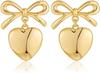Joyería de Moda Retro Simple Transfronteriza Latón Fundido Ecológico Pendientes de Tuerca con Lazo Brillante Nuevo Estilo de Primavera