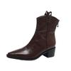 Botas Vaqueras Puntiagudas de Moda Otoño e Invierno Vintage Diseño Versátil Boca en V Piel Suave Aspecto Delgado Botas tipo Martin