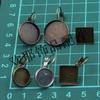 3 accesorios de aleación para hacer tú mismo, pendientes cuadrados y redondos con gancho para la oreja, base de clip para pendientes con gemas francesas.