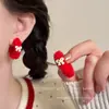 Brincos de Laço de Pelúcia Adequados para Outono e Inverno, Atmosfera Suave e Elegante, Sensação de Luxo, Brincos Circulares Fofos