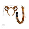 Faixa de cabeça exclusiva com orelhas de tigre de pelúcia transfronteiriça, conjunto de cauda de tigre para Halloween, acessório de cabeça para apresentações em festas de fim de ano
