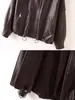 Roupas Femininas Estilo Europeu e Americano Transfronteiriças Outono 2026 Novo Estilo Jaqueta de Couro com Lapela e Cinto, Top Plus Size
