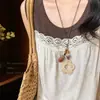 Collar Maillard Otoño e Invierno Piedra Ojo de Tigre Acero de Titanio para Mujer Diseño Coreano de Nicho Cadena Larga para Sudadera Accesorios Versátil Nuevo Estilo