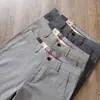 Pantalones Grises Transpirables de Algodón y Lino Nuevos de Verano 2025 para Hombre Suaves y Cómodos de Cintura Media-Alta Rectos Casuales de Negocios para Hombre