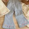 Pantalones para Niñas Coreanos 2026 Primavera Nuevos Elegantes Ropa Exterior Infantil Pantalones Largos para Niñas, Primavera y Otoño Bordados de Pierna Recta