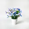Decoração de Casa 4 Galhos 28 Flores Planta em Vaso Borboleta Artificial Decoração de Casamento Hotel Flor Artificial Falsa Orquídea Artificial Planta Verde Ornamento