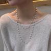 Nuevo collar de perlas artificiales de doble capa apiladas, exquisita cadena de clavícula de moda transfronteriza, elegante cadena de lana ligera de lujo francesa