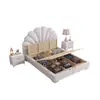 Cama de Luxo Leve Moderna Simples Quarto Principal Estilo Creme Cama de Tecido Tecnológico Cama de Celebridade da Internet Pétala Cama de Menina Princesa
