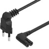 Cable de alimentación de dos polos, calibre europeo, conector acodado de 90 grados con interfaz de enchufe de cola de ocho C7, para lámpara de escritorio, audio, impresora