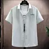 Camisa de Manga Curta para Homens, Estilo Coreano Tendência Camisa de Manga Meia-Manga Listrada para Negócios, Top Camisa Bonito, Estilo Old Money de Verão para Homens