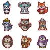 Parches pequeños bordados de animales con temática navideña de invierno, mapache lindo, panda, pingüino, bufanda, gorro, parches de dibujos animados para planchar
