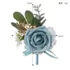 Suministros para bodas occidentales flor de muñeca para novia y damas de honor flor de mano hoja verde champán ramillete para hombre accesorios de ropa al por mayor