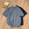 Camisa de Mezclilla Vintage Estilo Hong Kong Verano Hombres Marca de Moda Camisa de Manga Corta Juventud Holgada Casual Trabajo Chaqueta Delgada