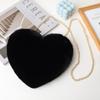 Popular Bolso de Corazón Transfronterizo Imitación Piel de Conejo Lindo Moda Bolso de Corazón Bolso de Mano para Mujer Bolso de Felpa con Forma de Corazón para Mujer