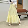 Falda jacquard bordada estilo francés de cintura alta, nuevo estilo verano 2026, elegante, corte holgado, versátil, estiliza, falda larga con bajo amplio