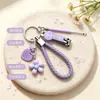 Llavero Colgante de Flor de Cerezo Dulce, Accesorio para Bolso de Niña, Llavero, Cortauñas de Dibujos Animados Tejido, Set Combinado de Limpiador de Oídos