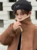 Chicas Invierno Nuevo Estilo Occidental Lana de Cordero Engrosada Chaqueta con Solapas de Motociclista Abrigo de Piel para Hombres y Niños