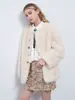 Abrigo de Lana y Ante Estilo Suave Invierno 2026 para Mujer, Corte Holgado, Un Botón, Chaquetón de Longitud Media