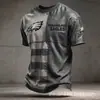 Site Independente NFL Manga Curta Masculina Nova Série Estampa Digital 3D Gola Redonda Camiseta de Time de Futebol Fábrica de Origem