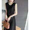 Clásico Verano 2026 Retro Drapeado Adelgazante Vestido Negro Pequeño Vestido Blanco Pequeño Sin Mangas Elegante Vestido de Acetato