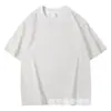 Camiseta de verano de algodón de 260 g de peso pesado, de manga corta, con hombros caídos, cuello redondo, color liso, para hombres y mujeres, de marca de moda para adolescentes, de media manga