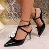 Sandalias Romanas Huecas de Nuevo Estilo Primavera 2025 Transfronterizas Punta Estilete Zapatos de Mujer Moda Europea y Americana Tacones Altos de Punta