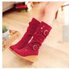19 Novas Botas Femininas de Cano Médio Fosco com Rebites Salto Cunha Fivela de Cinto Botas de Exportação Aliexpress Amazon Wish