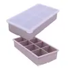 Caixa de Gelo Quadrada 8 Cubos de Gelo Doméstica Cubos de Gelo Grandes Molde Criativo para Fazer Gelo com Tampa Bandeja de Gelo de Silicone de Grau Alimentício