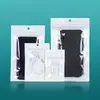Filme Pérola Branco Saco Auto-Selante Yin Yang Orifício para Pendurar Fone de Ouvido Translúcido Saco de Fita para Joias Saco de Embalagem Plástica Selado