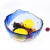 Cuenco de vidrio degradado azul con diseño de martillo nórdico, grande, irregular, para ensalada de frutas, vajilla de vidrio, venta al por mayor