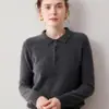 Nova coleção outono e inverno: Suéter de malha gola alta 100% cashmere puro, modelagem solta, camada base versátil, estilo pullover