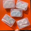 Estojo transparente à prova de vazamento para lentes de contato de estudante, caixa dupla, pequena e fofa, com anel de silicone, caixa selada