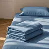 Conjunto de lençóis de três peças de cor sólida, uso doméstico estilo japonês, dormitório estudantil para uma pessoa, algodão lavado, tamanho casal, fronha e capa de edredom espessadas
