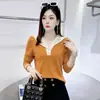 Camiseta de manga larga con cuello de encaje estilo francés para mujer, nueva moda otoño 2026, top base versátil y rejuvenecedor