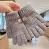 Guantes de Dedos Lindos para Niños Niñas Invierno Prueba de Frío Cálido Juego de Cinco Dedos Conjunto Completo de Dedos Tejido para Bebé Niños de Invierno
