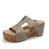 Sandalias de plataforma con cuña para mujer para uso exterior en verano, talla grande, suela gruesa, nuevo modelo 2026, con tachuelas, cremallera frontal, sandalias de una sola tira