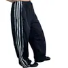 Pantalones Largos Casuales Sueltos Finos de Nailon Deportivos Retro con Parches de Encaje Lateral y Cinta de Patchwork Otoño Temprano Estilo Coreano Ins