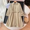 Roupa Feminina Estilo Japonês 2025 Primavera Corta-vento de Comprimento Médio Estilo Britânico Casual Solto Agasalho de Comprimento Médio 474896