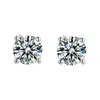 Aretes de Plata 925 Color D Aretes de Moissanita Aretes Clásicos de Moissanita con Cuatro Garras Exquisitos Elegantes Simples Aretes Venta al por Mayor
