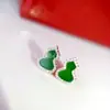 Aretes de Calabaza Chapados en Plata 925 Oro de 18K Completamente Diamantados Pato Mandarín Fulu Sencillos de Moda Lujo Ligero Calabaza Blanca