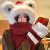 Bonito Sombrero de Oso para Mujer, Nuevo Estilo de Invierno, Felpa, Cortavientos, Engrosado, Cálido, Adelgazante de Rostro, Protector de Orejas, Gorro Bufanda