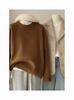 Suéter de Lana 100% Pura con Cuello Redondo para Mujer Invierno 2025 Holgado Casual Moda Suave Ceroso Engrosado Suéter de Base de Invierno para Mujer