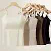 Camisola larga de verano para mujer con copas fijadas al aire sin costuras, almohadillas de sujetador integradas finas y ropa interior ajustada.