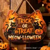 Placa de Madeira de Gato Engraçado para Halloween Transfronteiriça Estilo Americano Abóbora Gato Preto Decoração Atmosfera Festiva Artesanato