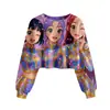 Huntrx Patrón Impreso en 3D Nuevo Estilo Transfronterizo Niñas Sudadera Corta Casual de Cuello Redondo